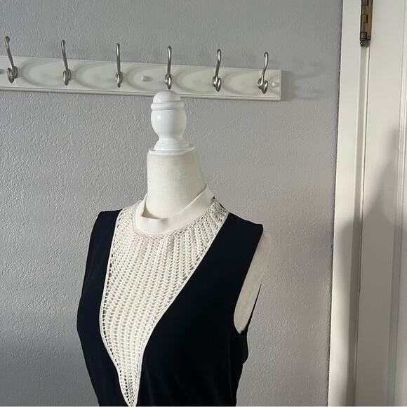 A.L.C. Black High Neck Crochet Panel Midi Dress - Picture 3 of 7